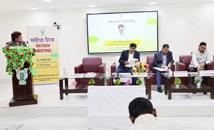 Dr. Rajbir Singh, Hon’ble DDG (Agricultural Extension), ICAR, New Delhi, during a review meeting.